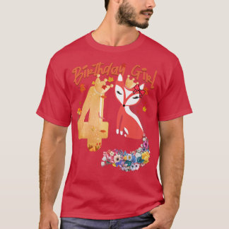Fo Animal Lovers 4th Birthday Girl Fo Bday 4 Year  T-Shirt
