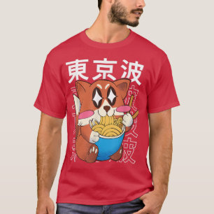 Fo Eating Ramen Kitten Kawaii Aesthetic Kids Anime T-Shirt