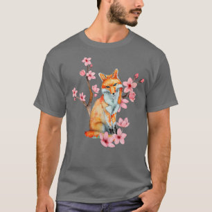 Fo Spirit Kitsune Vintage Cherry Blossom Flower Ja T-Shirt
