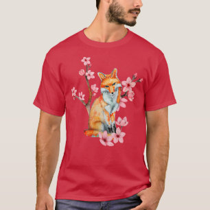 Fo Spirit Kitsune Vintage Cherry Blossom Flower Ja T-Shirt