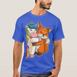 Fo & Unicorn Hug Kawaii Cute Animals For Women Cud T-Shirt