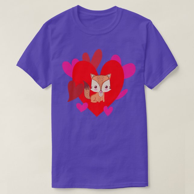 Fo With Hearts Forest Animal Lover Valentines Day T-Shirt (Design Front)