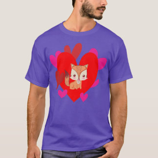 Fo With Hearts Forest Animal Lover Valentines Day T-Shirt