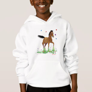 Foal and Butterflies Equestrian Hooded Sweatshirt