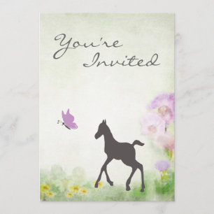 Foal and Butterfly Horse Baby Shower Invitation