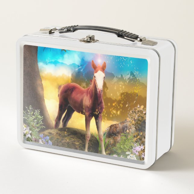 Foal Horse ENCHANTED FOREST Metal Lunch Box (Front)