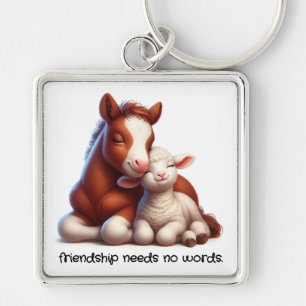 Foal & Lamb Best Friends Share a Touching Moment Key Ring