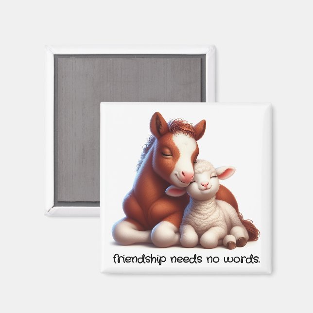 Foal & Lamb Best Friends Share a Touching Moment Magnet (Front/Back)