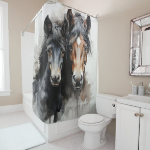 Foal with his mother shower curtain
