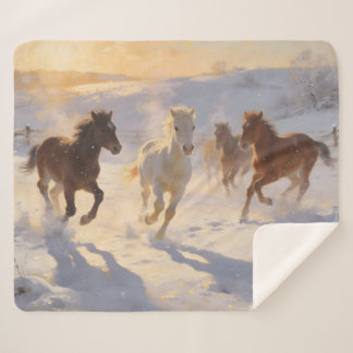 Foals at Play Sherpa Blanket