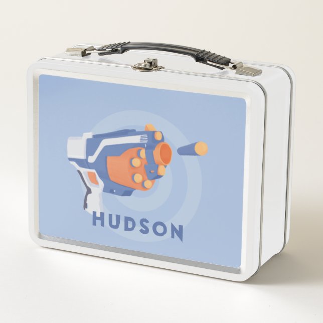 Foam dart gun custom design metal lunch box (Front)