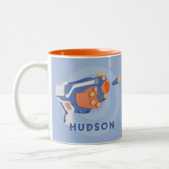 Foam dart gun custom design Two-Tone coffee mug (Left)