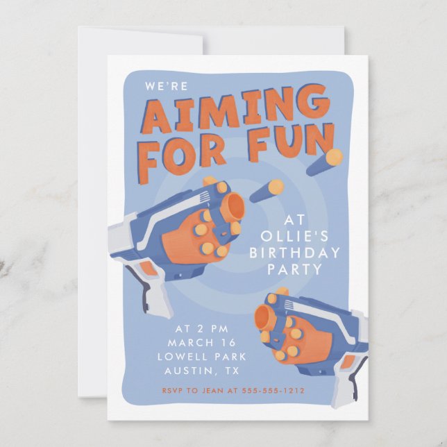 Foam dart guns design invitation (Front)