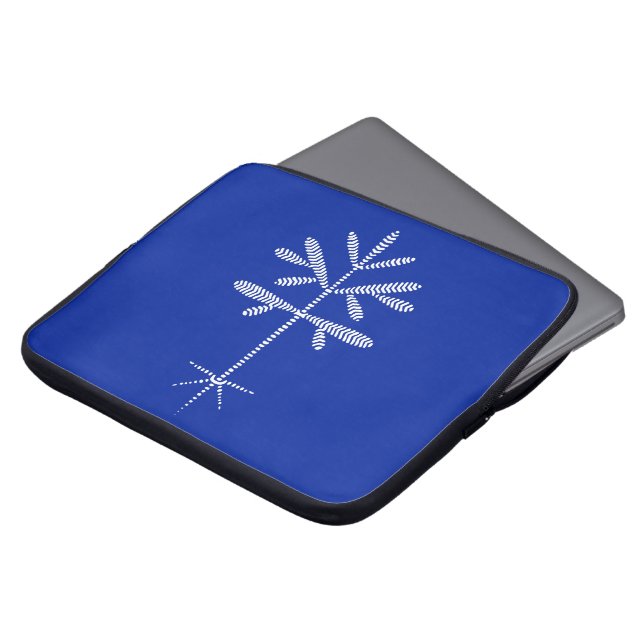 Foam Laptop Sleeve with White Sapling on Blue (Front Top)