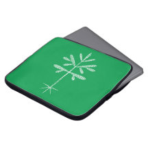 Foam Laptop Sleeve with White Sapling on Green