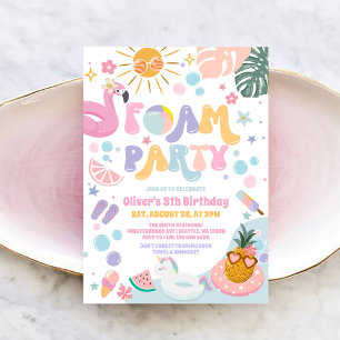 Foam Party Summer Beach Birthday Invitation