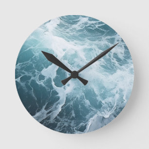 Foaming Waves Surf Painting Theme Round Clock