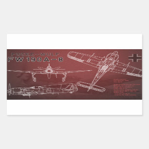Focke-Wulf Fw 190 Blueprint Rectangular Sticker