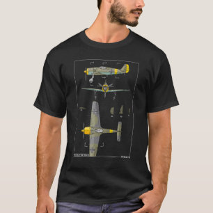 Focke Wulf Fw 190 German WW2 Plane Diagram T-Shirt