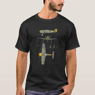 Focke Wulf Fw 190 German WW2 Plane Diagram   T-Shirt