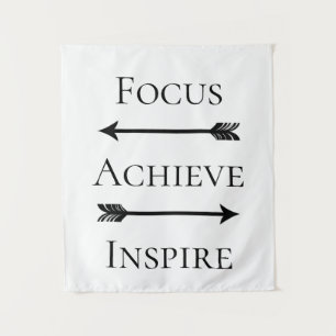 Focus Achieve Inspire Black Arrows Inspirational Tapestry
