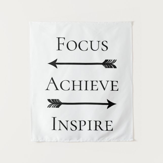 Focus Achieve Inspire Black Arrows Inspirational Tapestry (Front)