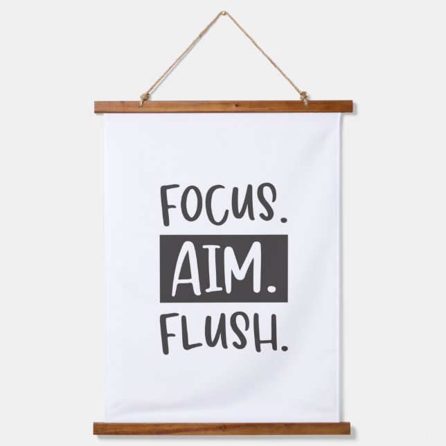 Focus Aim Flush Novelty Bathroom Banner Sign Hanging Tapestry (Front)