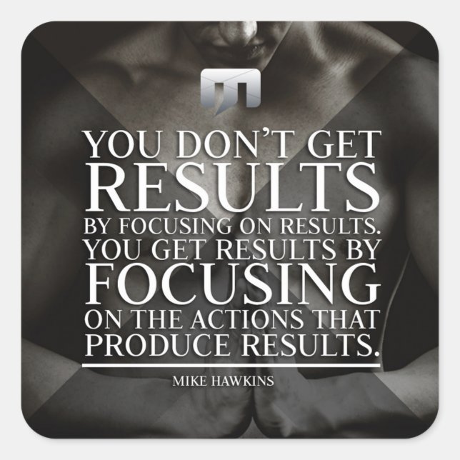 Focus and Results - Workout Motivational Square Sticker (Front)