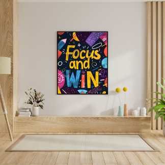 Focus And Win Motivating Success Quote Wall Art