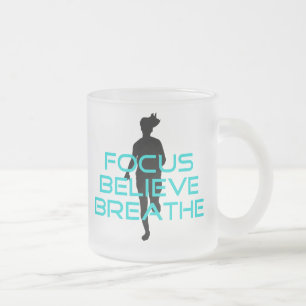 Focus Believe Breathe Aqua Frosted Glass Coffee Mug