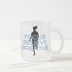 Focus Believe Breathe Blue T-shirts Frosted Glass Coffee Mug