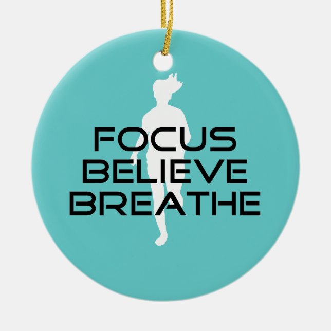 Focus Believe Breathe Ceramic Tree Decoration (Front)