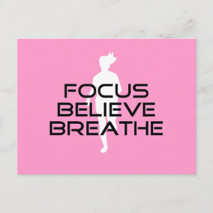 Focus Believe Breathe Pink Female Runner Postcard
