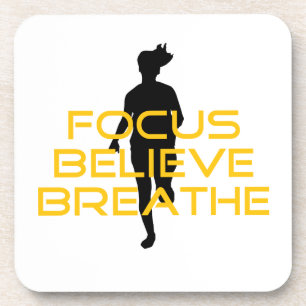 Focus Believe Breathe Yellow Running Fitness Coaster