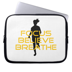 Focus Believe Breathe Yellow Running Fitness Laptop Sleeve