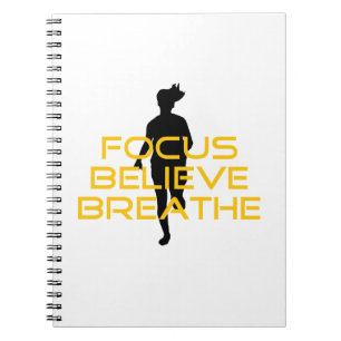 Focus Believe Breathe Yellow Running Fitness Notebook