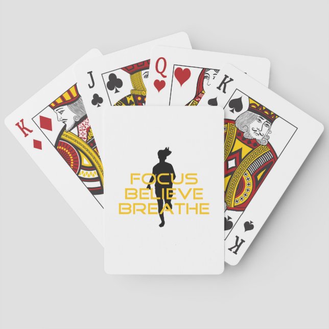 Focus Believe Breathe Yellow Running Fitness Playing Cards (Back)
