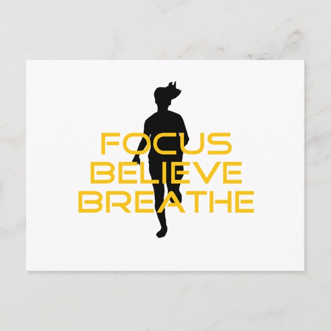 Focus Believe Breathe Yellow Running Fitness Postcard (Front)
