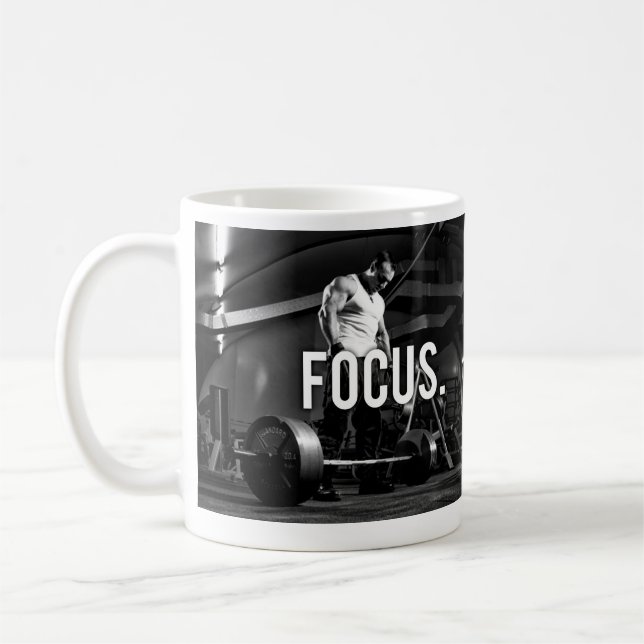 FOCUS - "Body building" Workout Motivational Coffee Mug (Left)