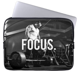 FOCUS - "Body building" Workout Motivational Laptop Sleeve