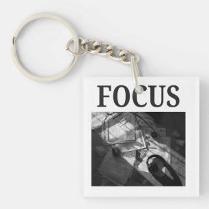 FOCUS - Dark Academia Minimalist Photography Key Ring