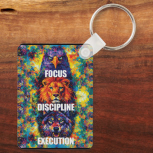 Focus Discipline Execution Eagle Lion Wolf Motivat Key Ring