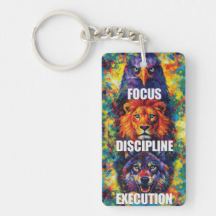 Focus Discipline Execution Eagle Lion Wolf Motivat Key Ring