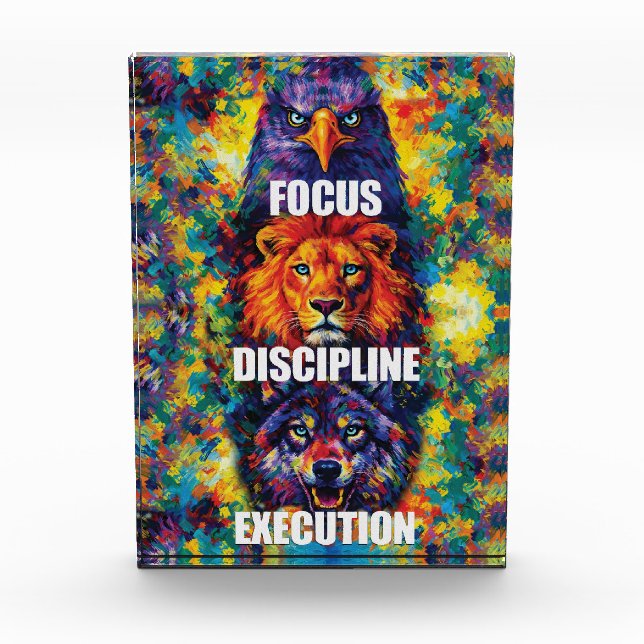 Focus Discipline Execution Eagle Lion Wolf Motivat Photo Block (Front)