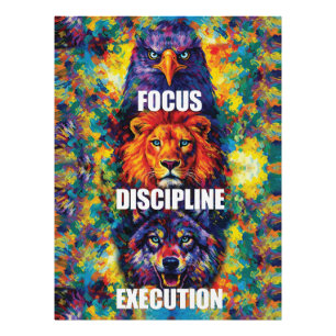 Focus Discipline Execution Eagle Lion Wolf Motivat Photo Print