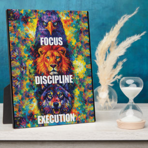 Focus Discipline Execution Eagle Lion Wolf Motivat Plaque