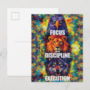 Focus Discipline Execution Eagle Lion Wolf Motivat Postcard