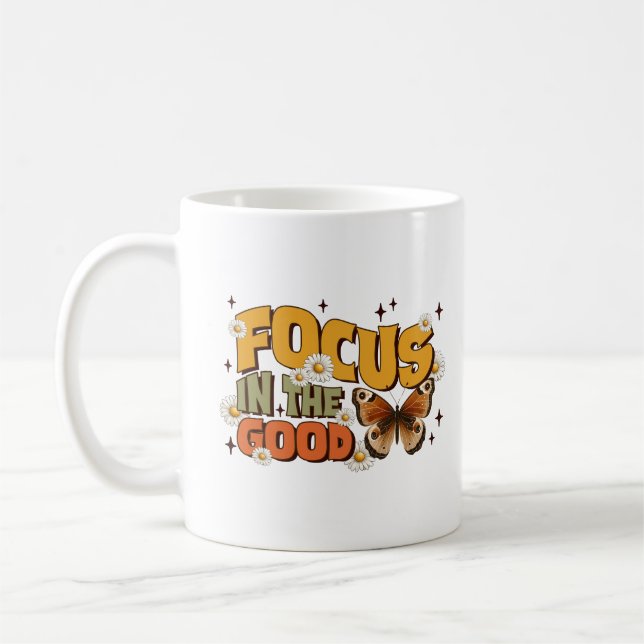 Focus in the good sweatshirt coffee mug (Left)
