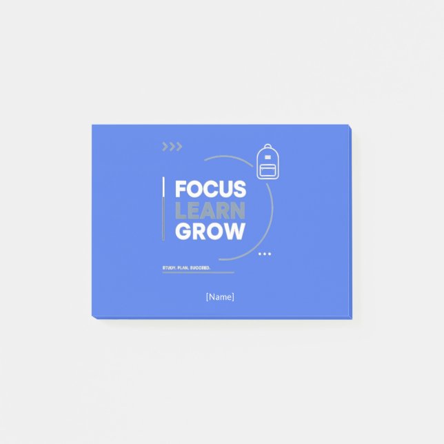 Focus Learn Grow / Motivation and Academic Success Post-it Notes (Front)