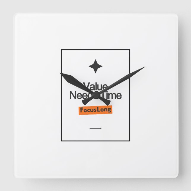 Focus Long Wall Clock | Value Needs Time Investor  (Front)